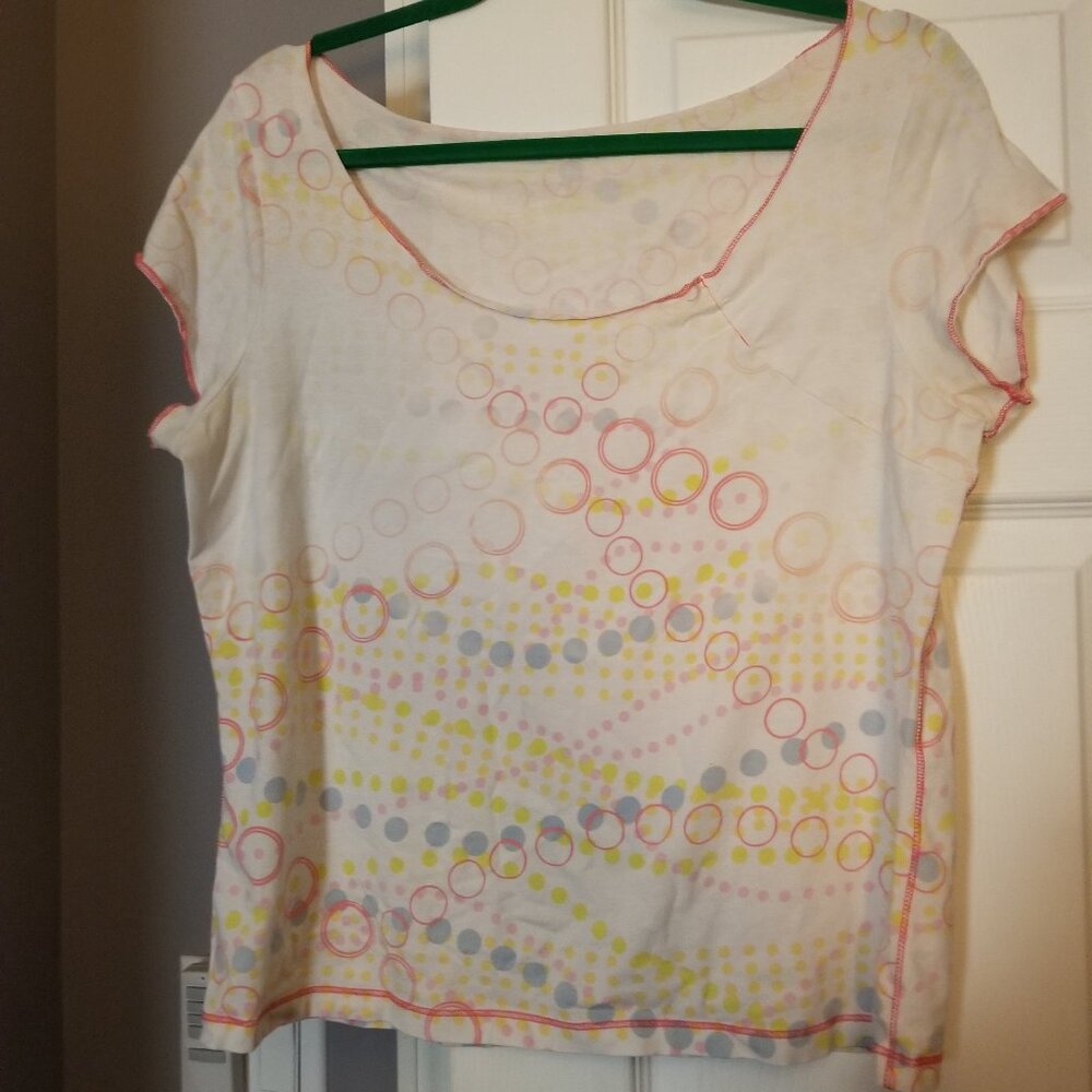 Bleached-Out Pink-Stitched Bubble Tee